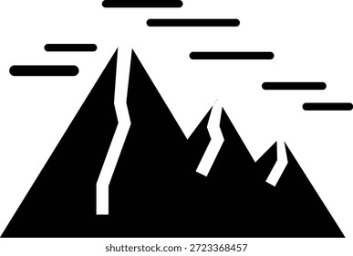 mountain range with clouds in natural scenery