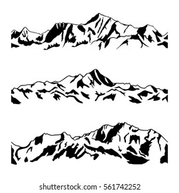 Mountain Range Drawing Set Mountain Seamless Stock Vector (Royalty Free ...