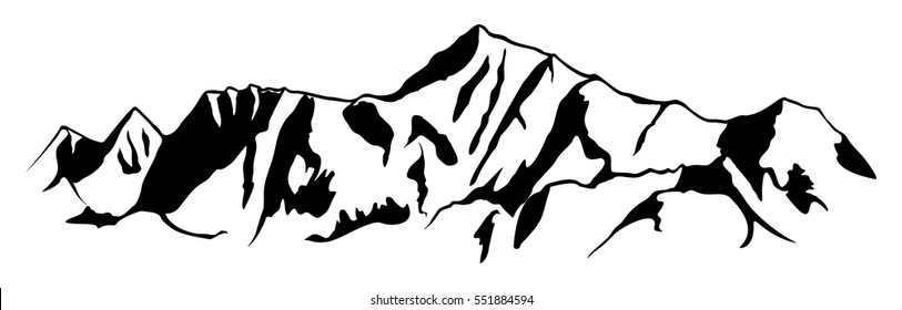 Mountain Range Drawing. Simple Vector Illustration