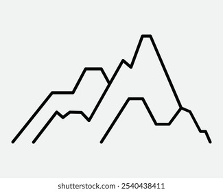 Mountain Range Hilltop Hill Top Nature Reserve Landscape Peak Volcano Line Hike Hiking Outdoors Natural Sign Icon Shape Outline Black White Vector