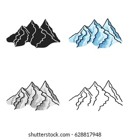 Mountain range icon in cartoon style isolated on white background. Ski resort symbol stock vector illustration.