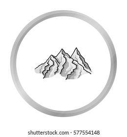 Mountain range icon in monochrome style isolated on white background. Ski resort symbol stock vector illustration.