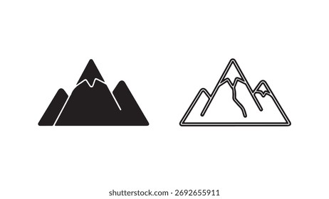 Mountain range icon set with transparent background