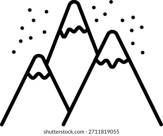 Mountain Range Icon mit Schneefall-Design