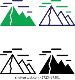 Iconos de la cordillera en diferentes colores y estilos