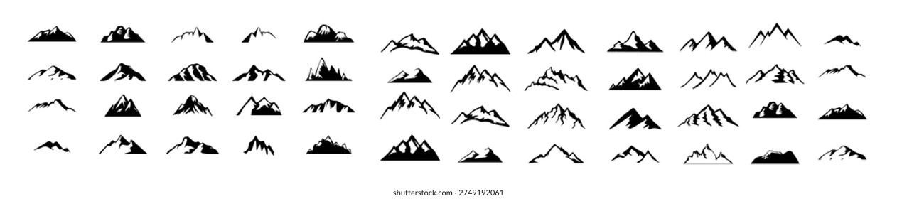 mountain range icons set illustration