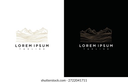 Plantillas de diseño de ilustración de cordillera en fondos contrastantes