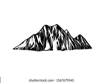 Mountain range isolated on white. Vector illustration.