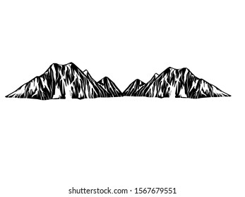 Mountain range isolated on white. Vector illustration.