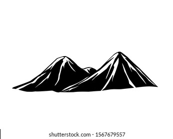 Mountain range isolated on white. Vector illustration.