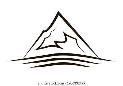 Mountain range isolated on a white background. Black silhouette of a mountain. Vector illustration