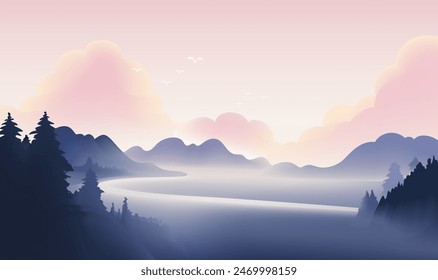 una cordillera con un lago y montañas al fondo.