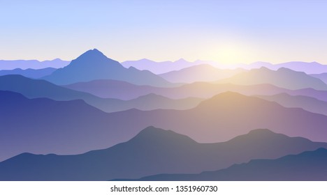 Mountain range landscape in the morning, Vector illustration 
