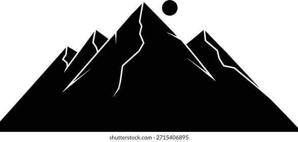 Ilustración vectorial de silueta de paisaje de cordillera para viajes de aventura al aire libre y logotipos de camping de senderismo.