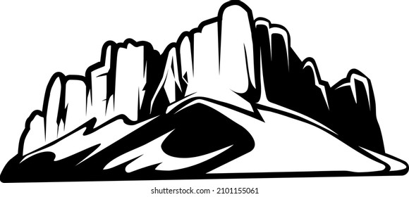 Mountain range logo. Natural rocky landscape. Height symbol