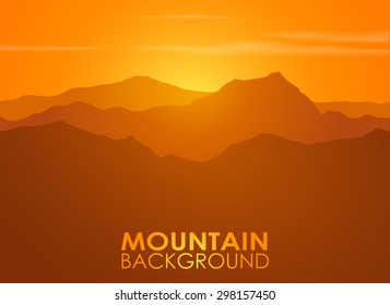 Mountain range over sunset. Vector background with copyspace.