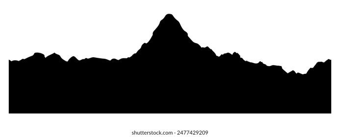 Cordillera con pico o cima en silueta Vector