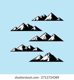 Mountain Range Peaks Silhouette  Dramatic Vector Set Collection