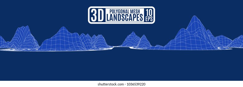 the mountain range is a polygonal wave drawing vector