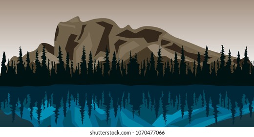 The mountain range rises above the lake