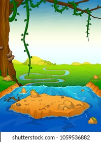 Mountain Range , River and Green Valley