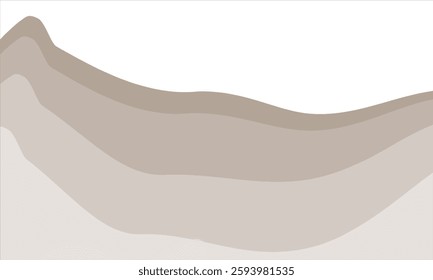 A mountain range is shown in a painting with a light brown color