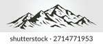 mountain range in silhouette against black background. Suitable for backgrounds, banner designs, nature themed projects, and outdoor graphics
