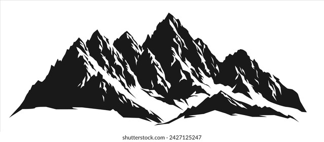 mountain range silhouette isolated vector illustration.landscape silhouette suitable for outdoor design elements