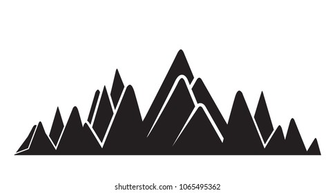 mountain range silhouette on white background