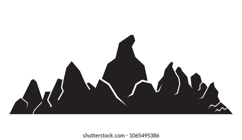 mountain range silhouette on white background