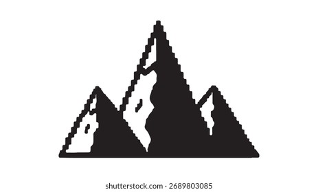 Mountain range silhouette with transparent background