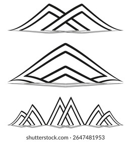 Mountain range silhouettes. Abstract peak forms. Minimalist nature scene. Vector graphic symbols.
