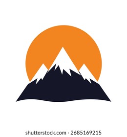Mountain Range with Sun Icon mountains sunset