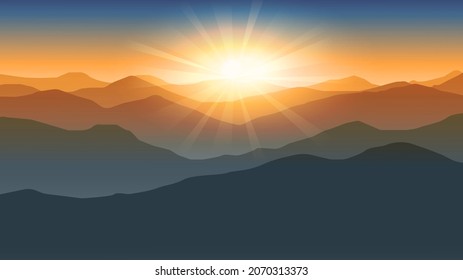 Mountain range sunset or sunrise sky landscape