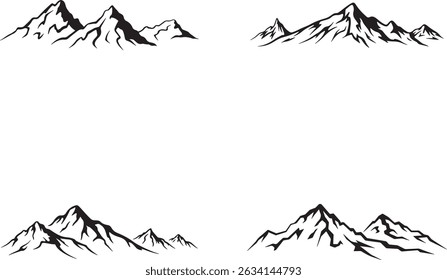 Mountain Range Vector Silhouettes  Outdoor Adventure Graphics