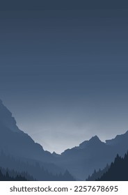 mountain range, mountain view at fog Or before the sun rises in the morning, there is fog and the picture of the mountain range is complicated and beautiful.