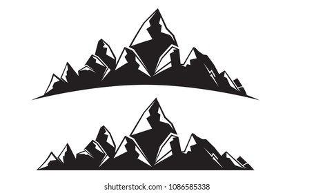 mountain range in white background
