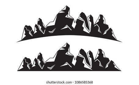 mountain range in white background