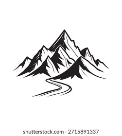  cordillera con camino sinuoso que conduce a la cumbre Vector Stock