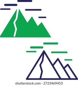Mountain ranges with clouds and misty atmosphere