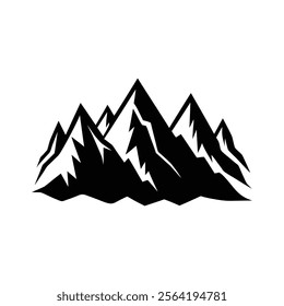 Mountain Ranges Silhouette on White Background