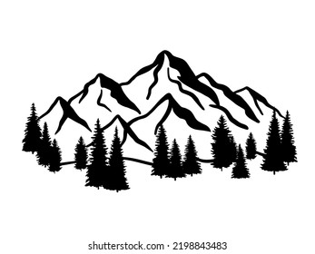 Mountain Ranges Tree Sketch Vector Illustration Stock Vector (Royalty ...