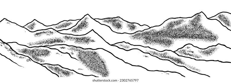 Mountain ranges, vector background, minimalism, imitation pencil drawing
