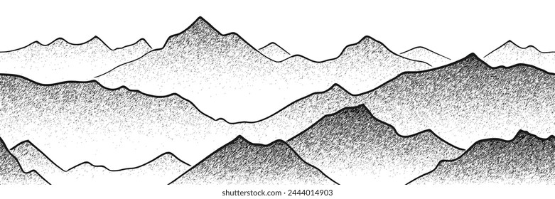 Bergketten, Vektorgrafik Hintergrund, Minimalismus, Bleistiftzeichnung