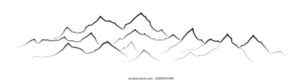 Mountain ranges, vector background, minimalism, imitation pencil drawing