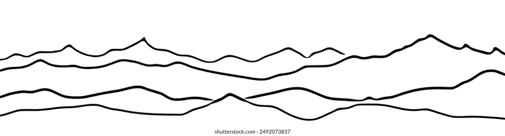 Mountain ranges, vector background, minimalism, imitation pencil drawing