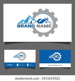 mountain real estate logo design vector and business card