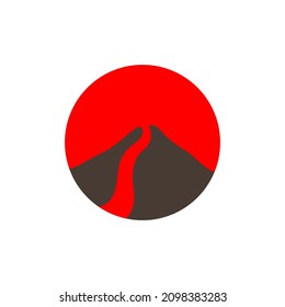 mountain red volcanic eruption flat logo design vector graphic symbol icon sign illustration creative idea