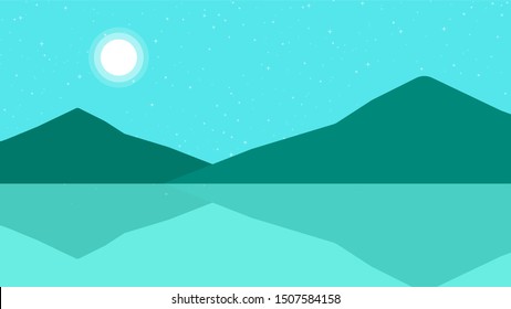 A mountain reflection on water landscape