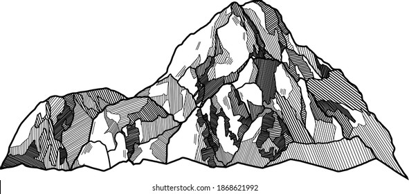 the mountain is rendered in the stylized lines monochrome pattern vector